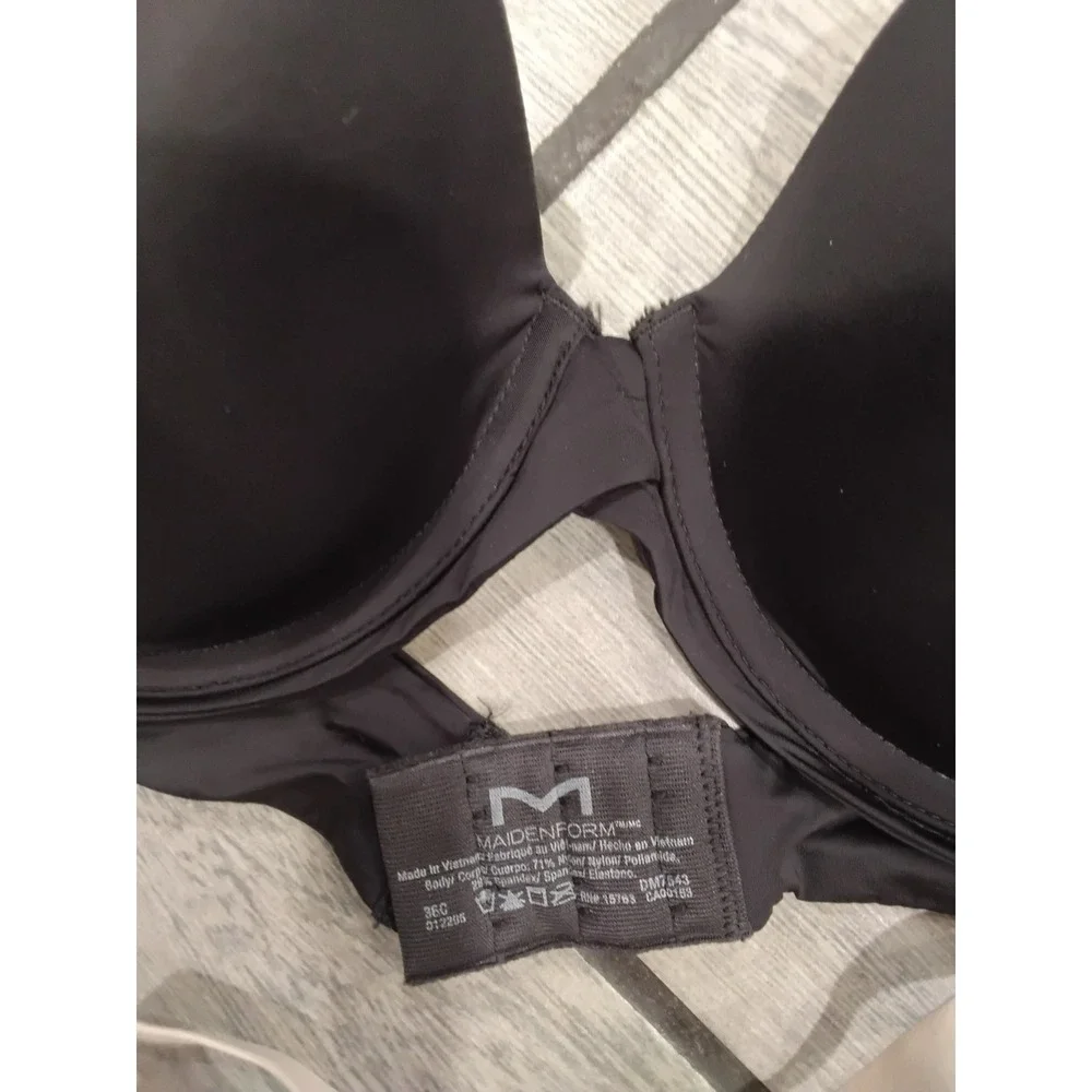 Maidenform Black Beige Bra T-shirt Everyday Comfort Underwire 36C Lot‎ of 2